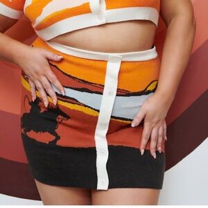 Labelrail x Francesca Perks Gebreide minirok in Western sunset Skirt Size 16-18